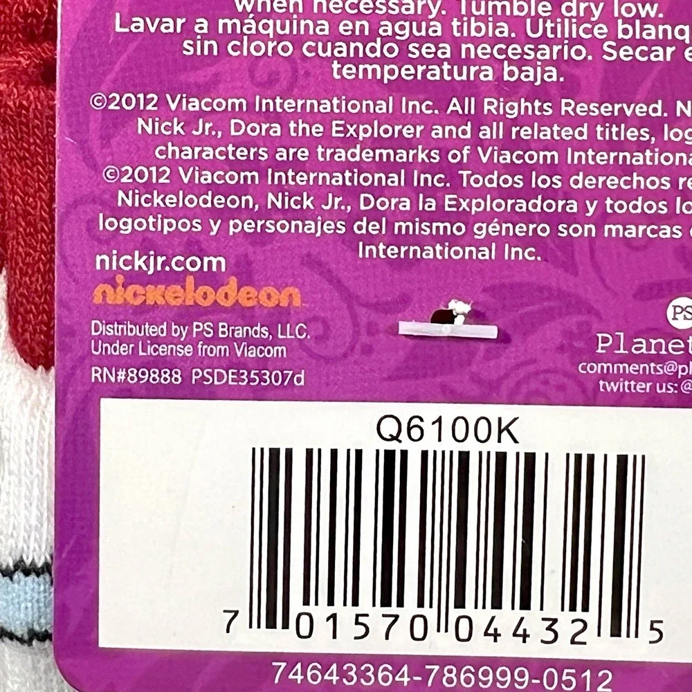 Nickelodeon Dora The Explorer & Boots Calf Socks Girl 6-8 Blue Maroon Pair/2 NWT